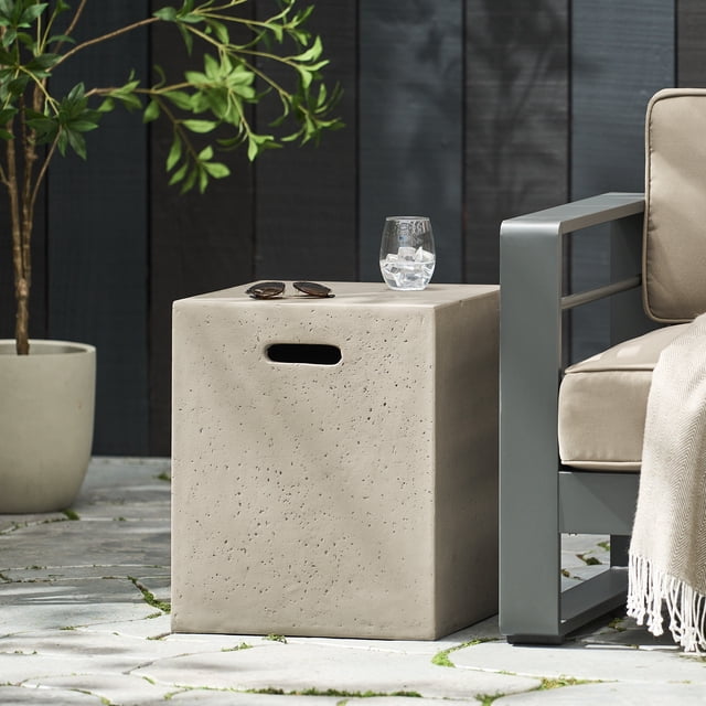 Table de Couverture pour Réservoir de Propane Extérieur, Table Cache-Propanol de 16 Pouces avec Poignées Latérales, Parfaite pour Ranger les Réservoirs de Propane pour Foyers, Gris Pâle