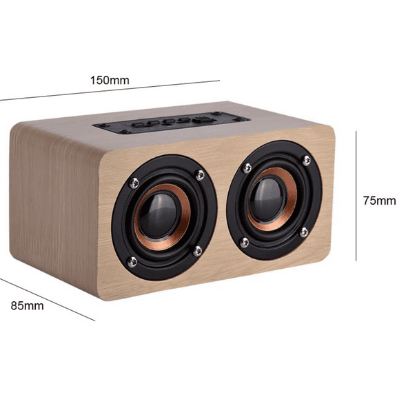 Wooden Combination Speaker Wireless Bluetooth 5.0 Speaker, Stereo Loudspeakers with 2 Horn, Portable Mini Multimedia Music Speakers with Superior Sound Quality(Yellow Wood)
