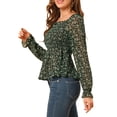 thumbnail image 5 of Allegra K Women's Off Shoulder Long Bell Sleeve Floral Print Smocked Blouse Top, 5 of 7