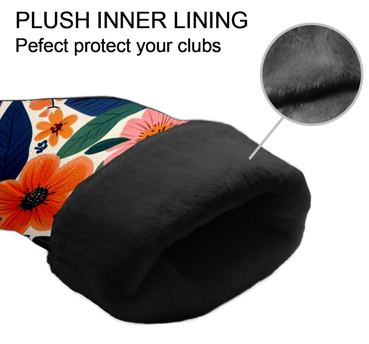 Golf Head Covers Botanical Leaves & Flowers Design for Driver, Wood & Hybrid, Premium Waterproof PU Leather with Plush Lining, Unique Golf Gifts