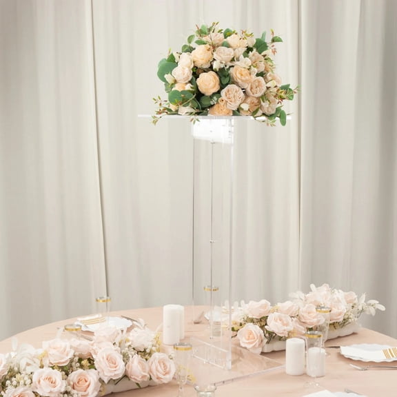 BalsaCircle 32 in Clear Acrylic Flower Display Stand Square Top and Base Party Events Decorations Supplies