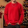 thumbnail image 2 of Babcutegg Mens Fuzzy Fleece Sweater Crew Neck Knit Long Sleeve Fall Winter Warm Casual Sweaters Size 2XL, 2 of 5
