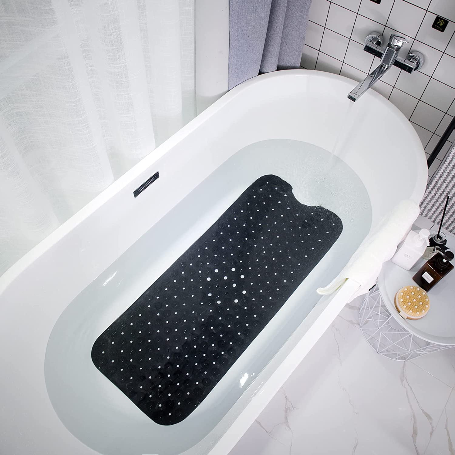 Sanmadrola 2 Pack Bath Mat Extra Large 40 x 16 Inch Non Slip Bathtub Shower Mat Extra Long Bathroom Mats for Tub Nonslip Anti Slip Bathmats Black