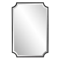 Tyler Dillon Black Rectangular Wall Mirror with Scooped Stainless Steel Frame - 24"W x 36"H