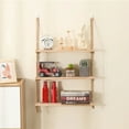 thumbnail image 3 of Wooden Floating Shelves for Wall Plant Flower Wood Swing Hanging Rope Storage Home Living Room Decor 1/2/3-tier, 3 of 9