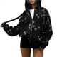 thumbnail image 3 of Sudadera con Capucha y Estampado de Estrellas con Cremallera para Mujer, Sudaderas , Conjuntos de Moda de Otoño, Ropa de Pareja de Forro Y2K. Negro XXL, 3 of 8