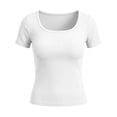 thumbnail image 6 of Ichuanyi Basic T Shirts for Women,Crew Neck Short Sleeve Summer Shirts,Solid Loose Fit Tshirt, Plain Workout Tops, Undershirts, 6 of 6