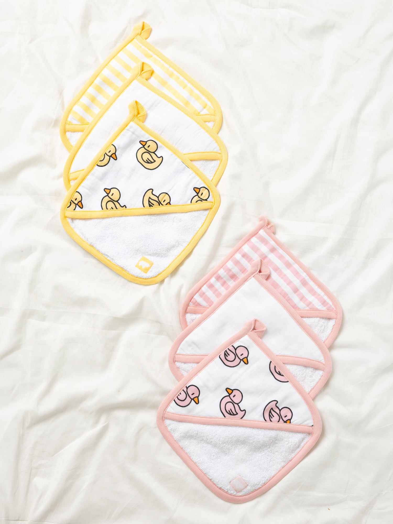 Monica + Andy Organic Cotton Baby Washcloth Set, GOTS Certified Soft Muslin & Terry Cloth Washcloths, 3-Pack