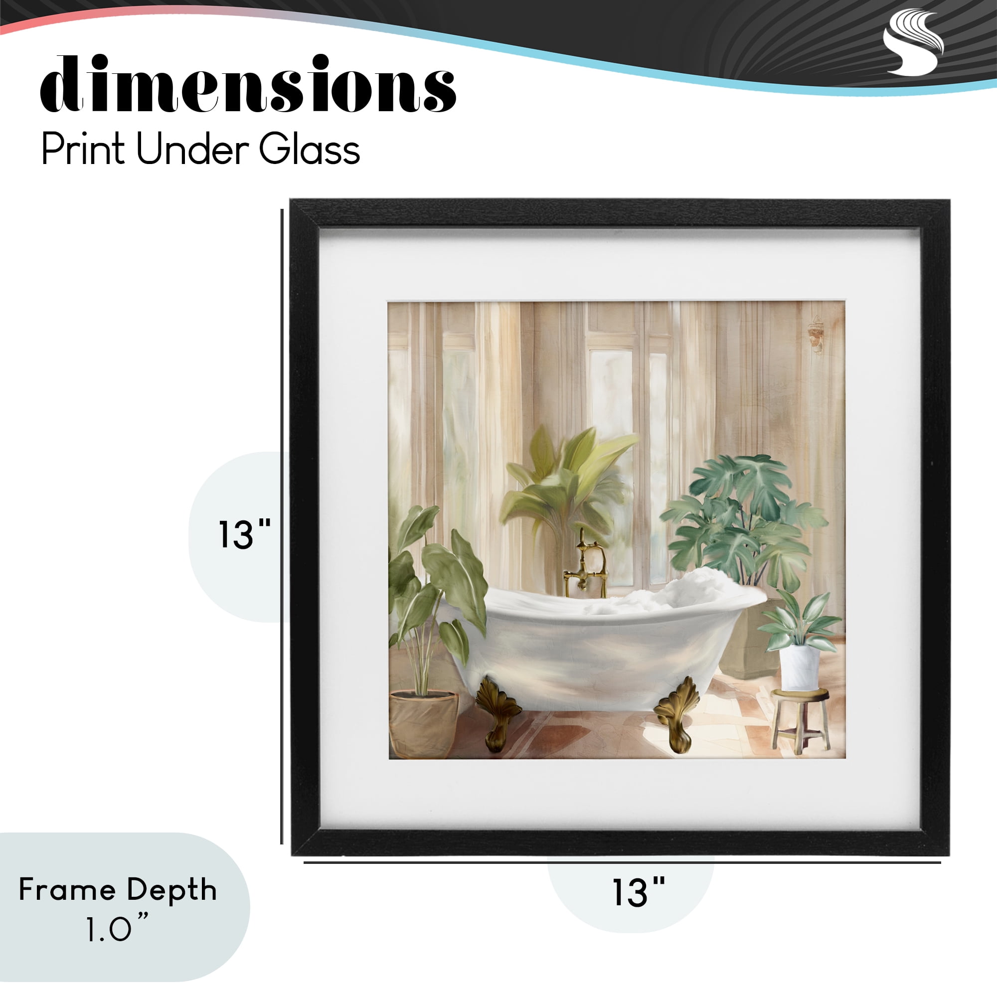 Stupell Industries Serenity Bathroom Plants Black Framed Print Under Glass, design by Kim Allen