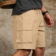 thumbnail image 2 of ZUKMRJPC Mens Athletic Shorts Classic Elastic Waist Drawstring Solid Cargo Shorts Casual Outdoor Travel Beach Vacation Shorts with Pockets, 2 of 8