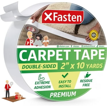 XFasten Double Sided Carpet Tape for Area Rugs and Carpets, Removable and Hardwood Safe, 2 Inches x 10 Yards