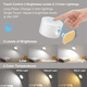 thumbnail image 4 of Aplique de pared para interiores, lámpara de pared con batería recargable por USB, luz cálida/natural/blanca, 3 niveles de brillo, control táctil blanco, 4 of 7