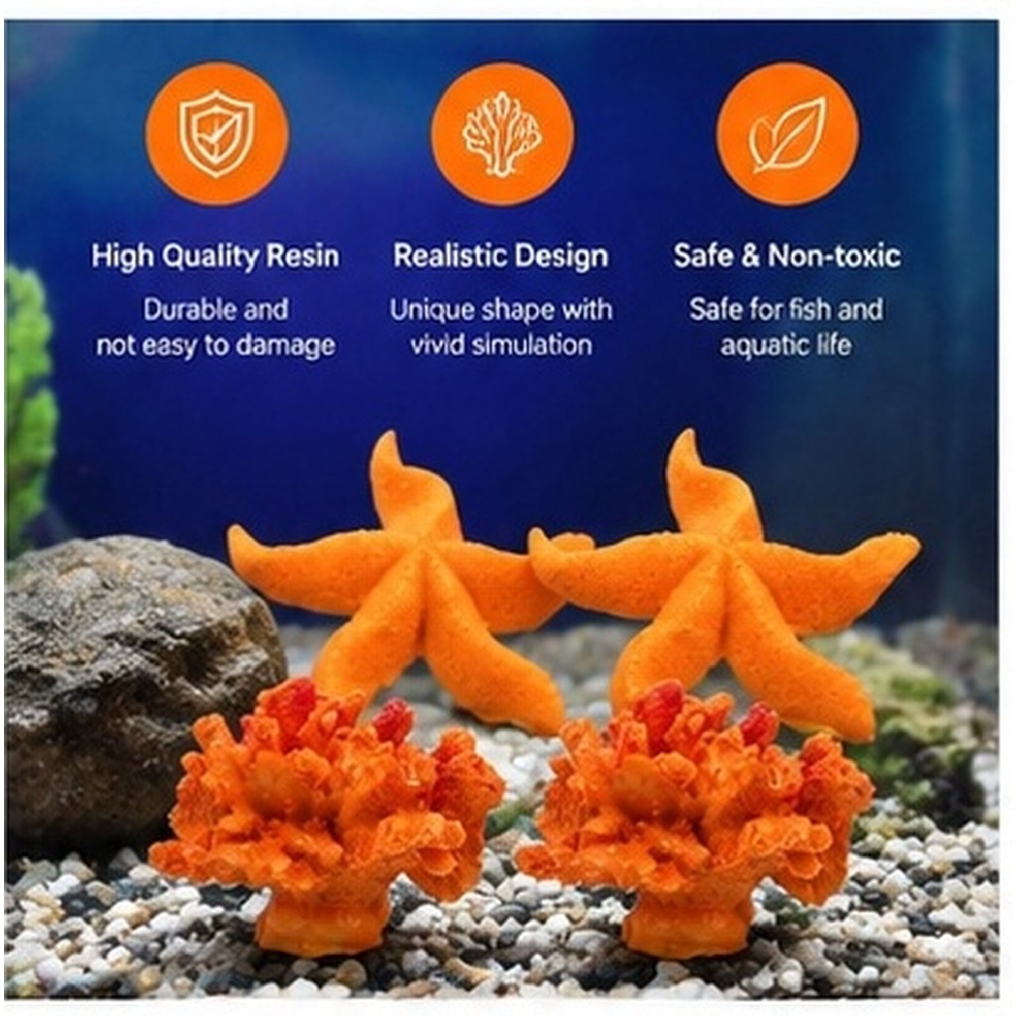 FOMIYES Sea Star Artificial Coral Ornament Resin 4pcs Aquarium for Fish Tank