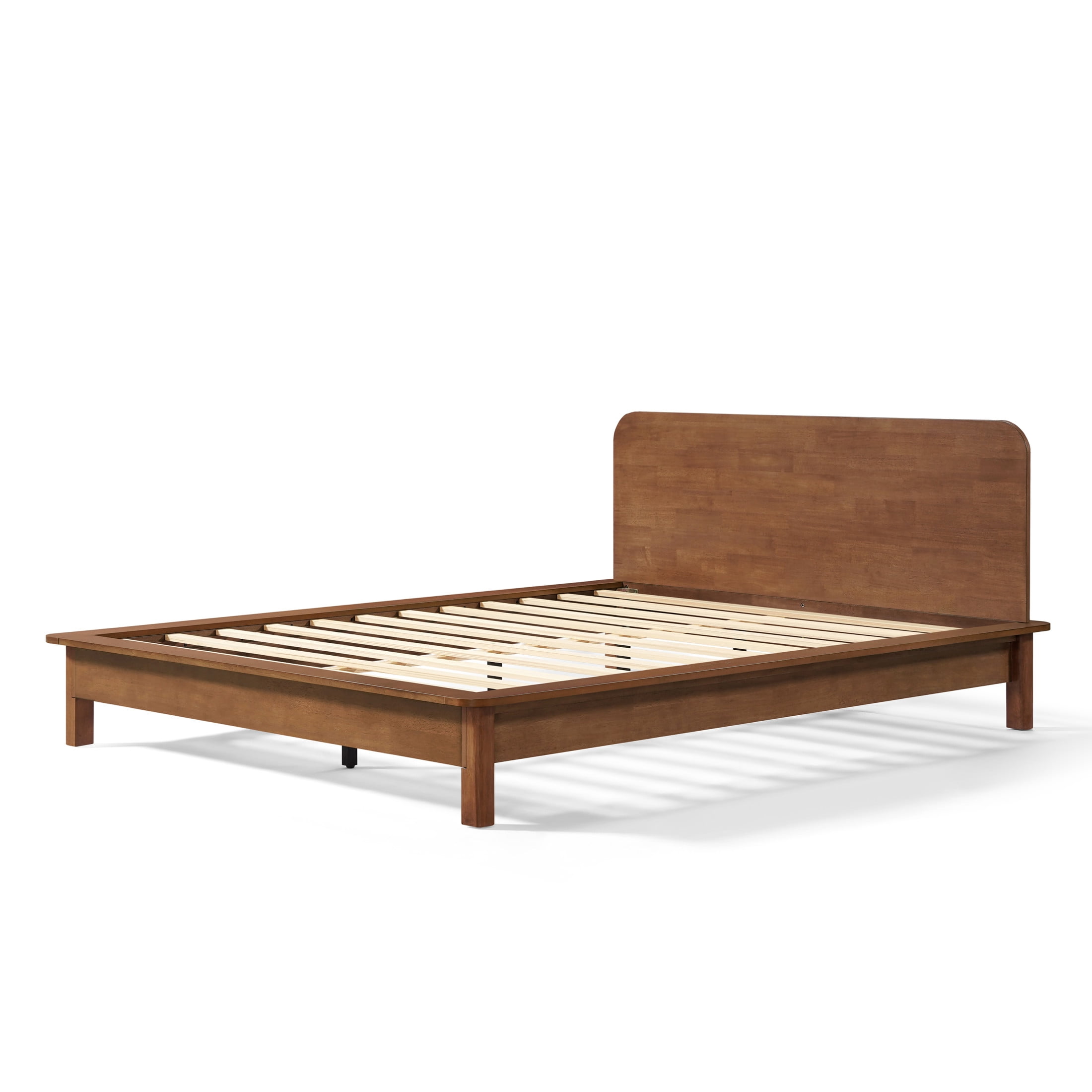 Christopher Knight Home Queen Platform Bed Frame with Curved Headboard, Walnut