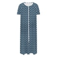 thumbnail image 3 of Puntoco Women Zipper Robe 3/4 Sleeves Loungewear Dress Full Length Sleepwear Pockets Housecoat heart symbol Nightgown Long Bathrobe Navy-B XXL, 3 of 7