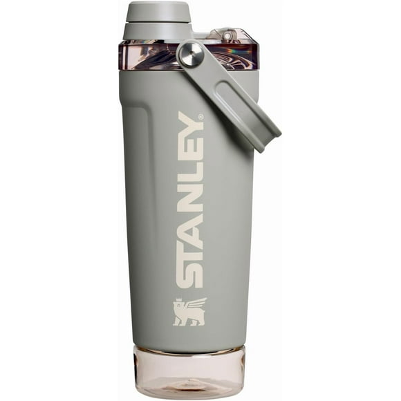 Stanley The Vitalize™ 20oz Insulated Stainless Steel Shaker Bottle with Base Storage, Leakproof Gym Tumbler for Protein Shakes & Pre-Workout Drinks, Ash Grey