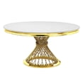 thumbnail image 2 of ACME Table de Salle à Manger Fallon en Faux Marbre et Finition Dorée Miroir, 2 of 4