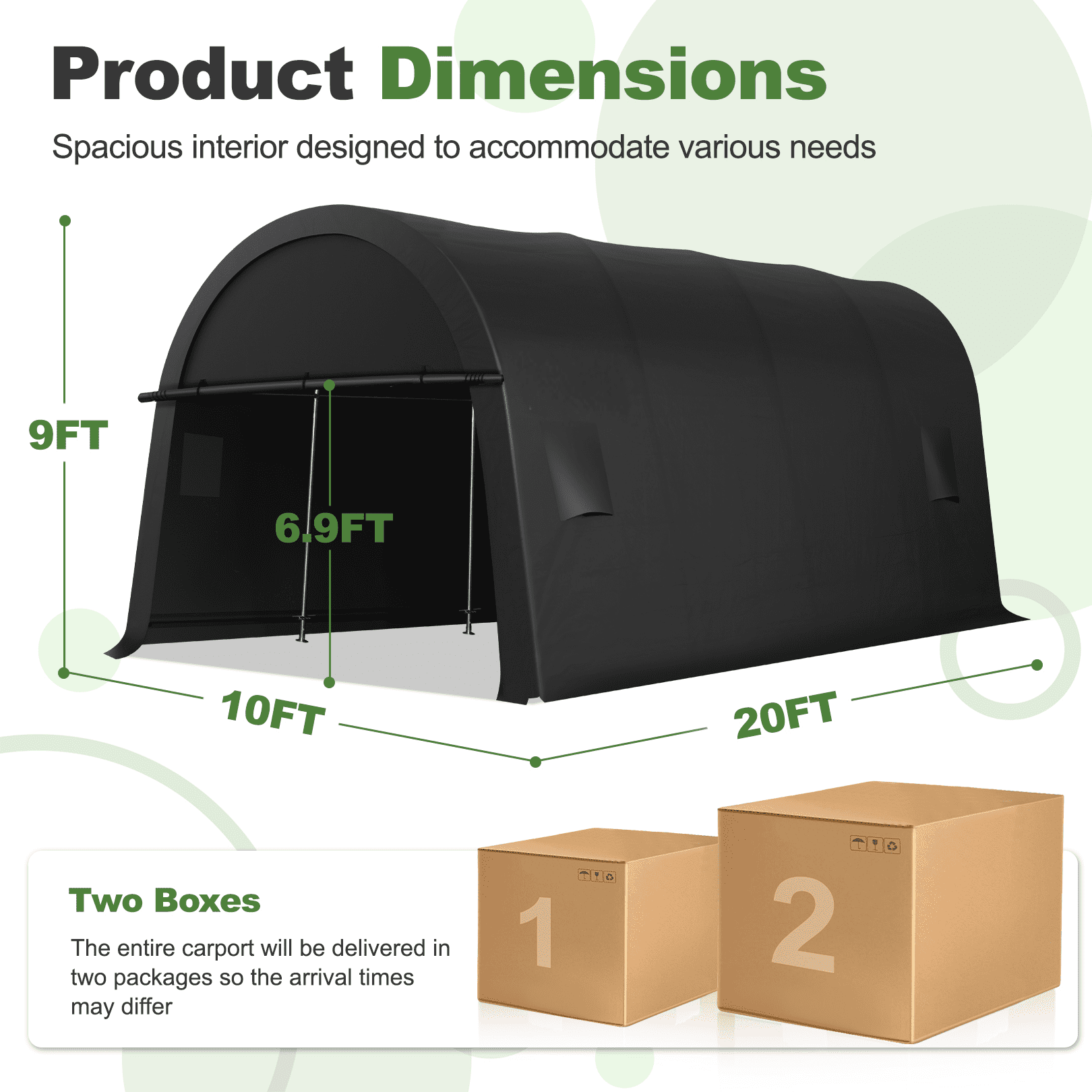 HOTEEL 10×20 ft Heavy Duty Carport Outdoor Metal Car Tent with Metal Frame and Round Roof, Anti-Snow Portable Garage Storage Shelter for Automobiles,Trucks and Boats