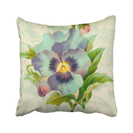 WinHome Beautiful Vintage Popular Blue Pansy Watercolor Colorful Polyester 18 x 18 Inch Square Throw Pillow Covers With Hidden Zipper Home Sofa Cushion Decorative