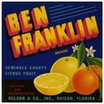 thumbnail image 3 of Anonymous 12x12 Black Modern Framed Museum Art Print Titled - Ben Franklin Brand Citrus Label (1930-1950), 3 of 5