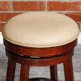 thumbnail image 2 of 24" Leather Counter Stool With Soft Cushion, 360° Swivel Round Bar Stool With Solid Wood Frame and Round Footrest, Backless Swivel Stool, Cherry Finish, Bone Leather Seat, 2 of 8