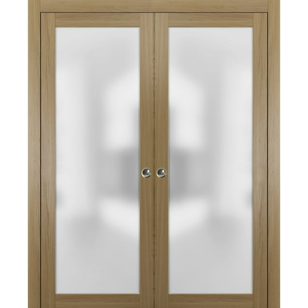 Sliding Double Pocket Door 72 X 96 Inches Frosted Tempered Glass, 72 X 96 Sliding Patio Door