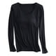 thumbnail image 2 of Neewe Women's Plain Relaxed Pajamas with Built-in Padded Bra Loose Casual Soft Long Sleeve Crew Neck T-Shirt, 2 of 6