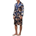 thumbnail image 3 of SWSMCLT Men's Long Sleeve Robe Summer Long Luxury Comfy V Neck Thin Printed Cool Knee Length Satin Bathrobe Soft Royal Blue Large, 3 of 4