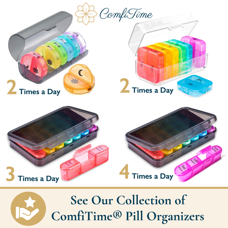 AUVON Pill Box 2 Times a Day, Weekly Pill Organizer AM PM with 7 Daily  Pocket Case