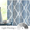 thumbnail image 3 of SHILIU-Rings Lattice Moroccan Tile Print Curtains 54 Inches Long Quatrefoil Linen Textured Semi Sheer Curtain Grommet Window Treatment Set for Living Room Kitchen, Set of 2, 50 x 54 Inch, Blue, 3 of 4