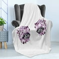 thumbnail image 4 of Eyelash Soft Flannel Fleece Blanket, Fantasy Look with Abstract Floral Makeup Design Dots Violet Summer Blossoms, Cozy Plush for Indoor and Outdoor Use, 70" x 90", Violet Lilac Grey, by Ambesonne, 4 of 5