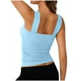 thumbnail image 5 of Women's Sport Tank Tops Fashion Solid Color Sleeveless Stretchy Comfy Yoga Workout Fitness Base Shirts Vest Light Blue Large, 5 of 6