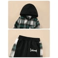 thumbnail image 6 of Toddler Baby Boys Clothes Flannel Lattice Button Down Hoodied Tops +Pants Boys Fall Winter Outfits, 6 of 7