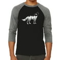 thumbnail image 1 of Men's Raglan Baseball Word Art T-shirt - Howling Wolf, 1 of 2