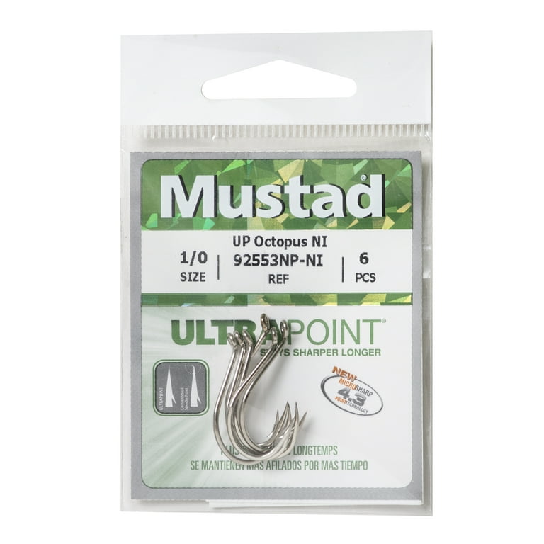 Mustad Ultra Point Octopus Hook (Nickel) - Size: 1/0 6pc