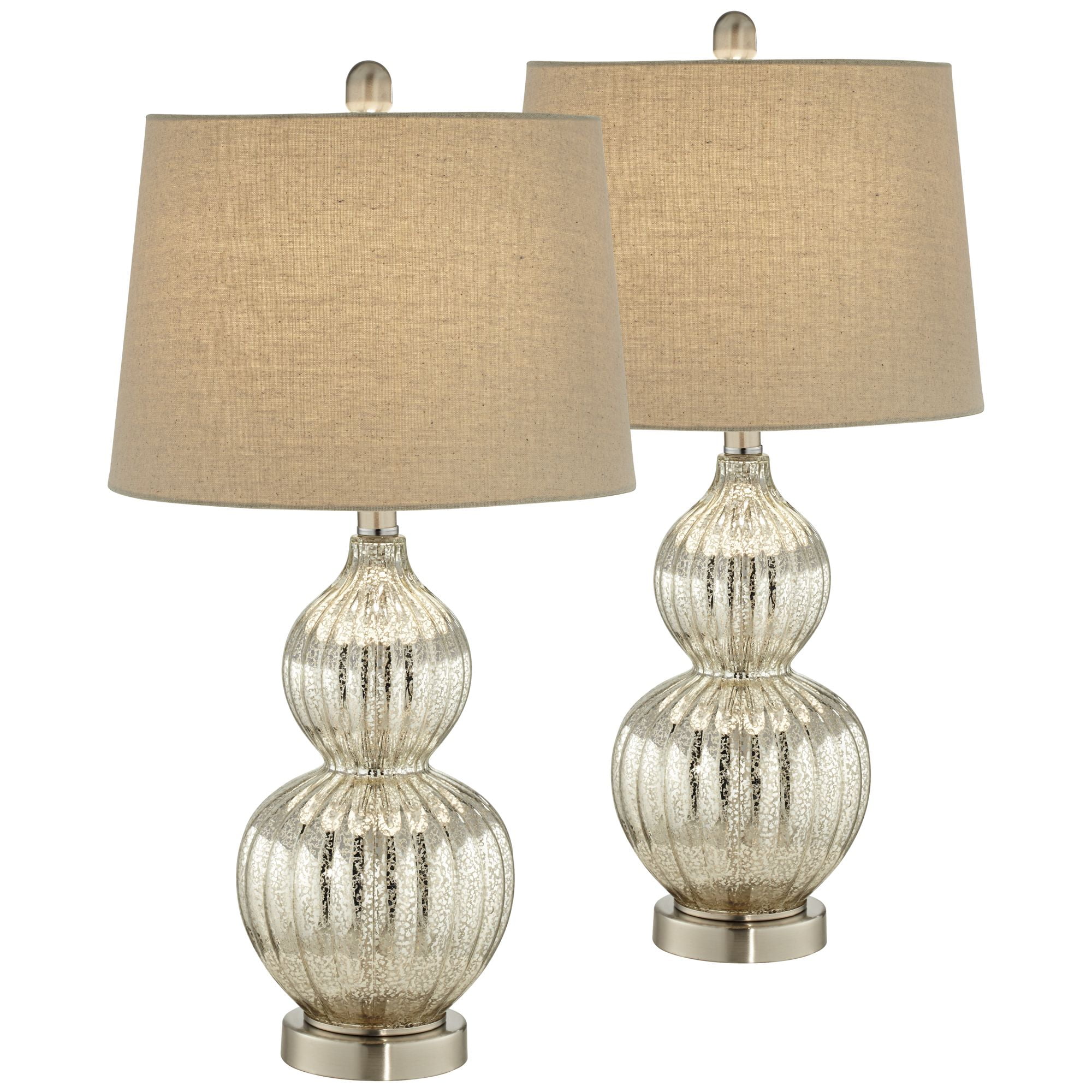 Regency Hill Modern Table Lamps Set of 2 Fluted Mercury Glass Double