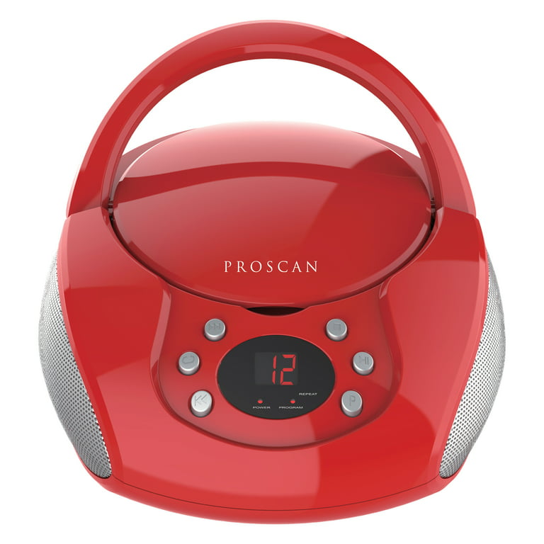 Proscan Portable CD Radio Boombox, Red, PRCD261 