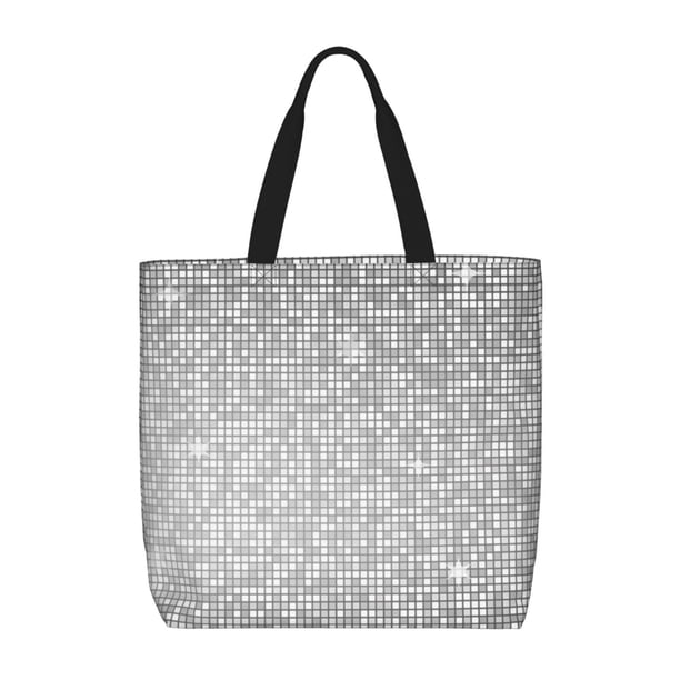 Balery Silver Mosaic Bolsa de Mano para Mujeres con Cremallera, Bolsa de Gimnasio con Compartimentos, Bolsa para Laptop, Bolsa para Trabajo