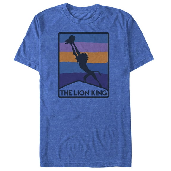 Men's Lion King Striped Rafiki Welcomes King Graphic Tee Royal Blue Heather X Large