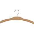 thumbnail image 2 of Arched Wood Top Hanger, Box of 50 Space Saving 17 Inch Flat Wooden Hangers w/ Natural Finish & Chrome Swivel Hook & Notches for Shirt Jacket or Dress by International Hanger, 2 of 4