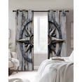 thumbnail image 4 of Retro Compass Coastal Kitchen Curtains Nautical Ocean Summer Beach Cafe Short Curtains for Bathroom Blackout Window Curtain Grommet Small Window Treatment Drapes for Bedroom Living Room 52"x45"x2, 4 of 9
