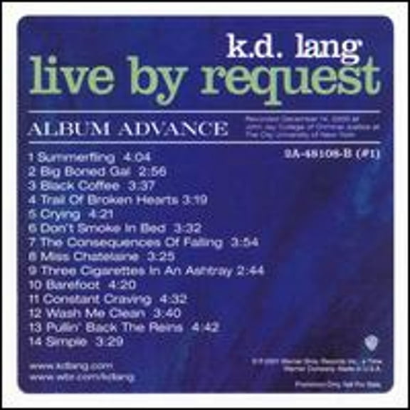 Pre-Owned Live by Request (CD 0093624810827) by k.d. lang