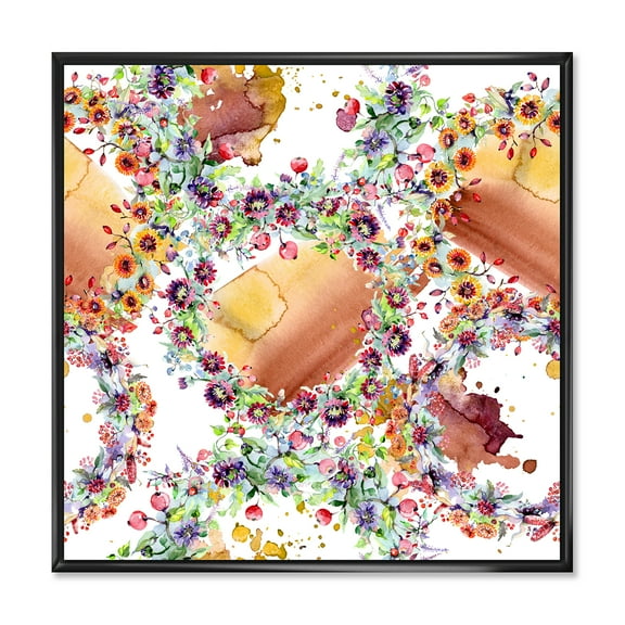 Designart Vibrant Wild Spring Leaves 16 in x 16 in Framed Painting Canvas Art Print, by Designart