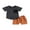 Black, variant on 0-3Y Toddler Baby Boy Summer Clothes Short Sleeve Striped Pocket T-shirt Top Solid Shorts Set Casual Outfits