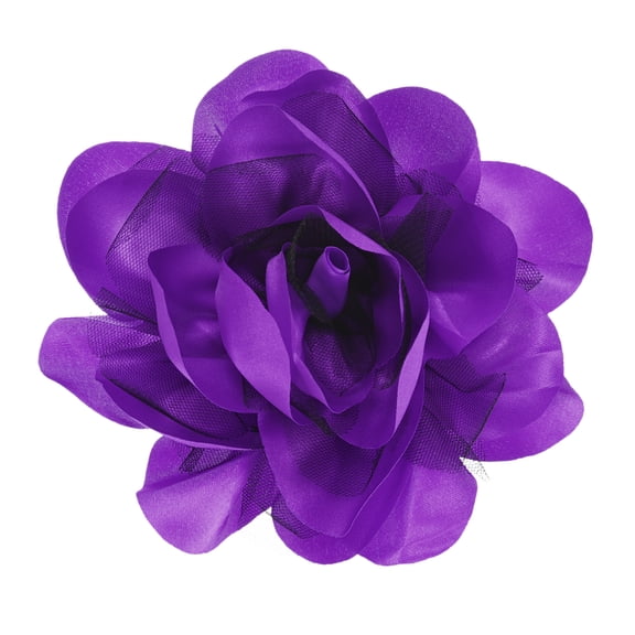 Uxcell 1-Pack Large Camellia Flower Brooches Lapel Pin, Lapel Pins Dainty Satin Fabric for Wedding/Parties [14cm, Purple]
