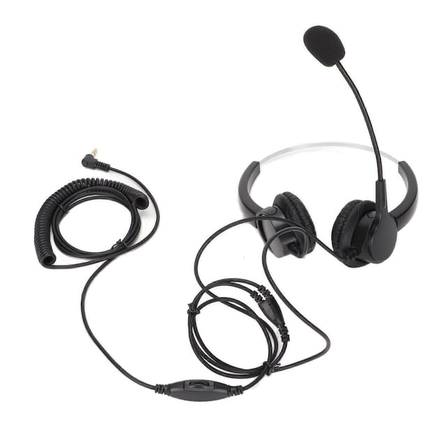 Call center headset with 3.5 mm connector, wired computer headset with noise-canceling microphone