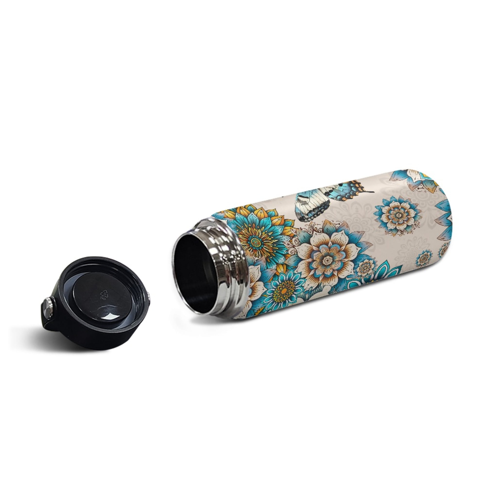 SEANATIVE 20oz Insulated Water Bottle Boho Mandala Butterfly Stainless Steel Double-Walled Canteen for Cold Drinks for Hot Beverages Vacuum Insulated Reusable Bottle
