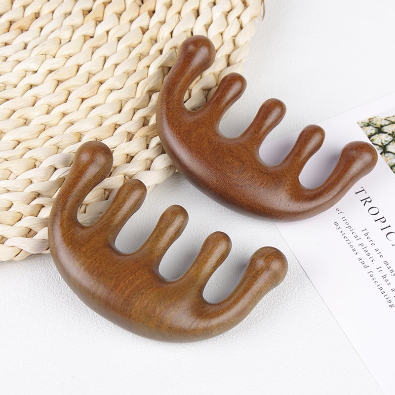 SHENMO Peigne de massage Cadeau pour femme Peigne de massage du cuir  chevelu Peigne en bois de santal fait à la main (2 pièces) Peigne à cheveux  à dents larges en bois