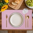 thumbnail image 2 of Pink Placemats Set of 2, Farmhouse Burlap Placemats for Dining Table, Solid Pink Color Place Mats for Kitchen Tabletop, Modern Linen Texture Waterproof Wipeable Dining Table Mats Set, 2 of 8