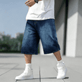 thumbnail image 3 of smawell Men's Relaxed Fit Denim Shorts Below Knee with Baggy Style, 3 of 6